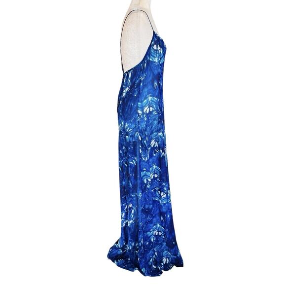 LoveShackFancy Maxi Fairy Slip Dress O/S Blue Backless Tie Dye Sheer Ethereal - Picture 12 of 16